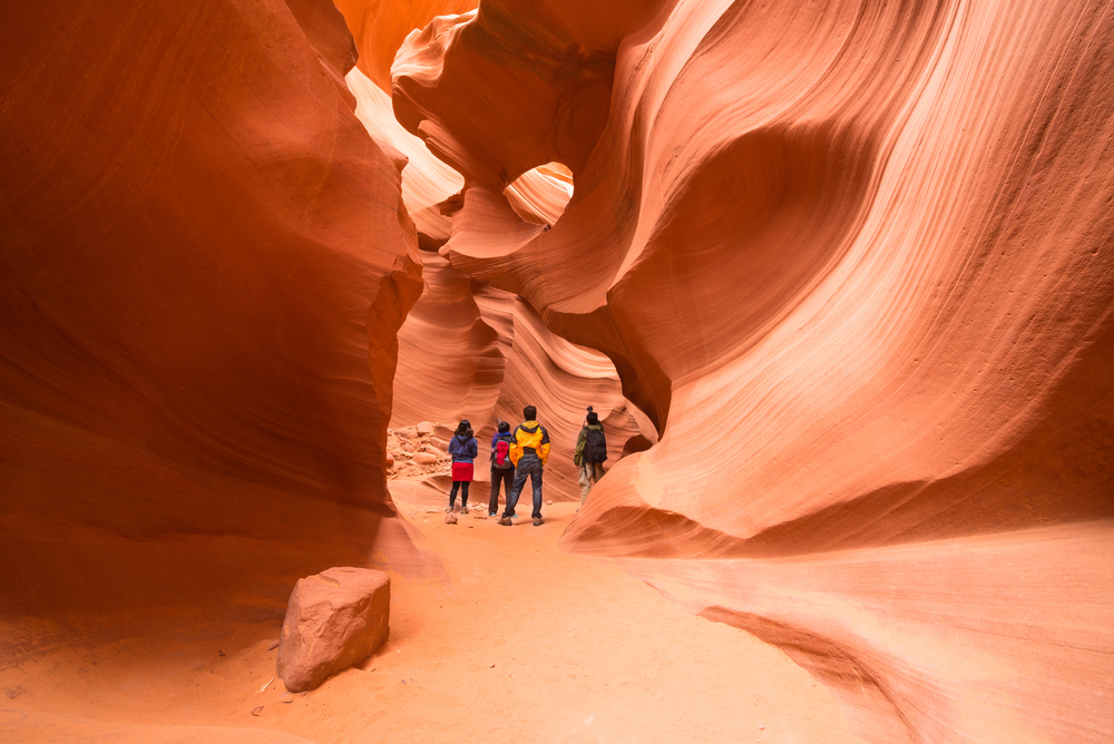A family exploring Antelope Canyon in Arizona