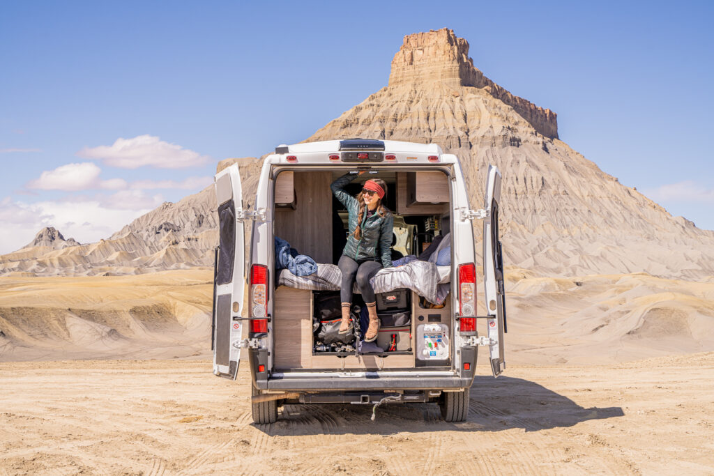 a campervan in the Utah desert
