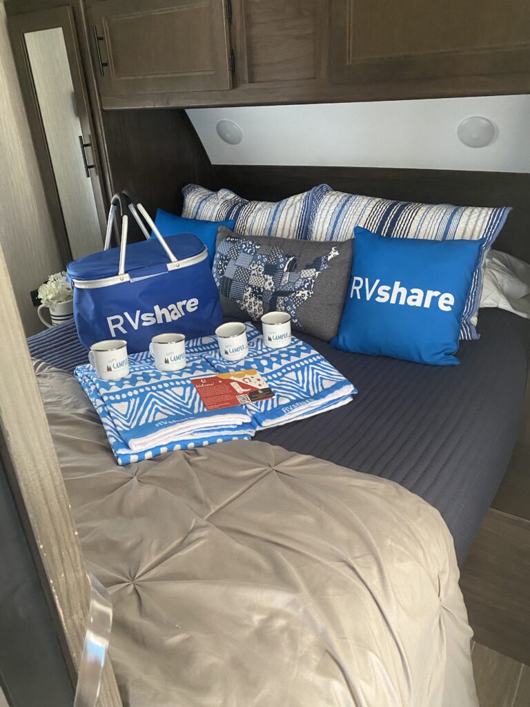 RVshare swag on an RV bed