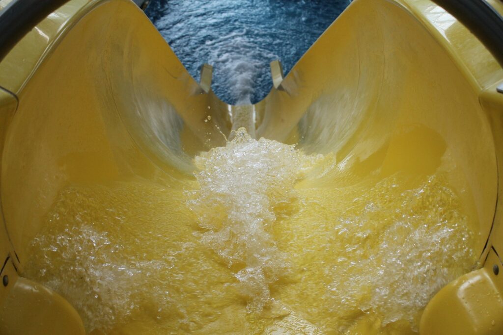 Yellow indoor water slide